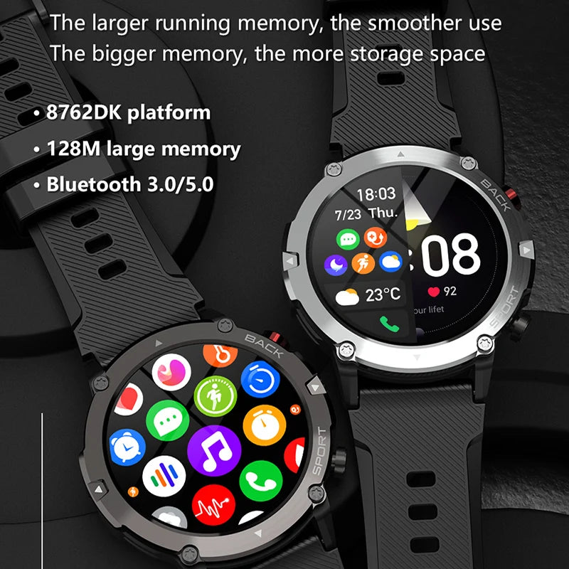 Military C21 Smart Watch Men Bluetooth Call Fitness Tracker 5ATM Waterproof Sport Wrist Smartwatch for iPhone Android Phone 2023