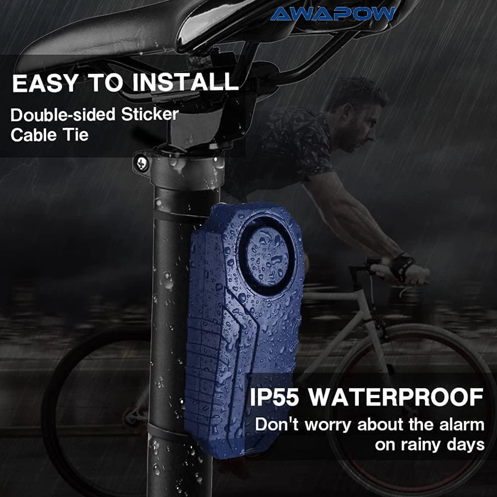 Awapow Bike Alarm Wireless Waterproof  Motorcycle Electric Bicycle Anti Lost Alarm Remote Security Burglar Vibration Detector