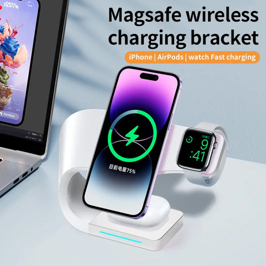 REMAX Magnetic Wireless Charger Stand 15W Induction Universal Quick Charging Dock For iPhone 15 14 13 12 WatchS1-7 SE AirPods