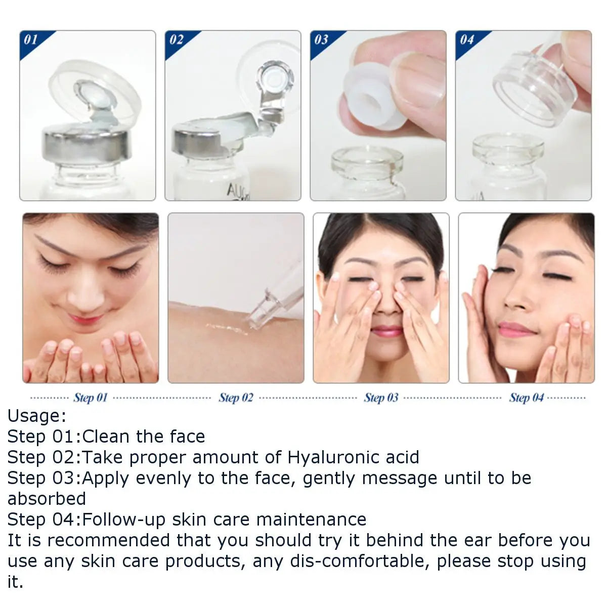 10PCS/Set Hyaluronic Acid Serum Moisturizing Vitamins E Facial Moisturizing Anti Wrinkle Aging Collagen Essence